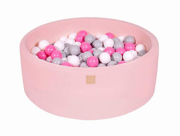 Ronde Ballenbak 200 ballen 90x30cm - Licht Roze met Licht roze, Grijs en witte ballen